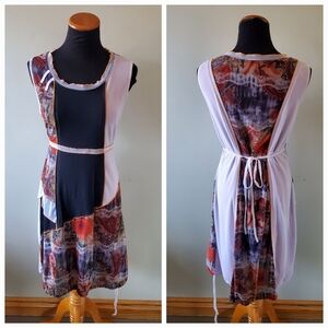 Paolo Tricot M Y2K Paisley Patchwork Whimsigoth Indie Sleeze Mesh Shift Dress